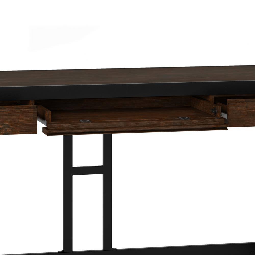 Erina Farmhouse Brown Solid Acacia Wood Desk with Keyboard Tray
