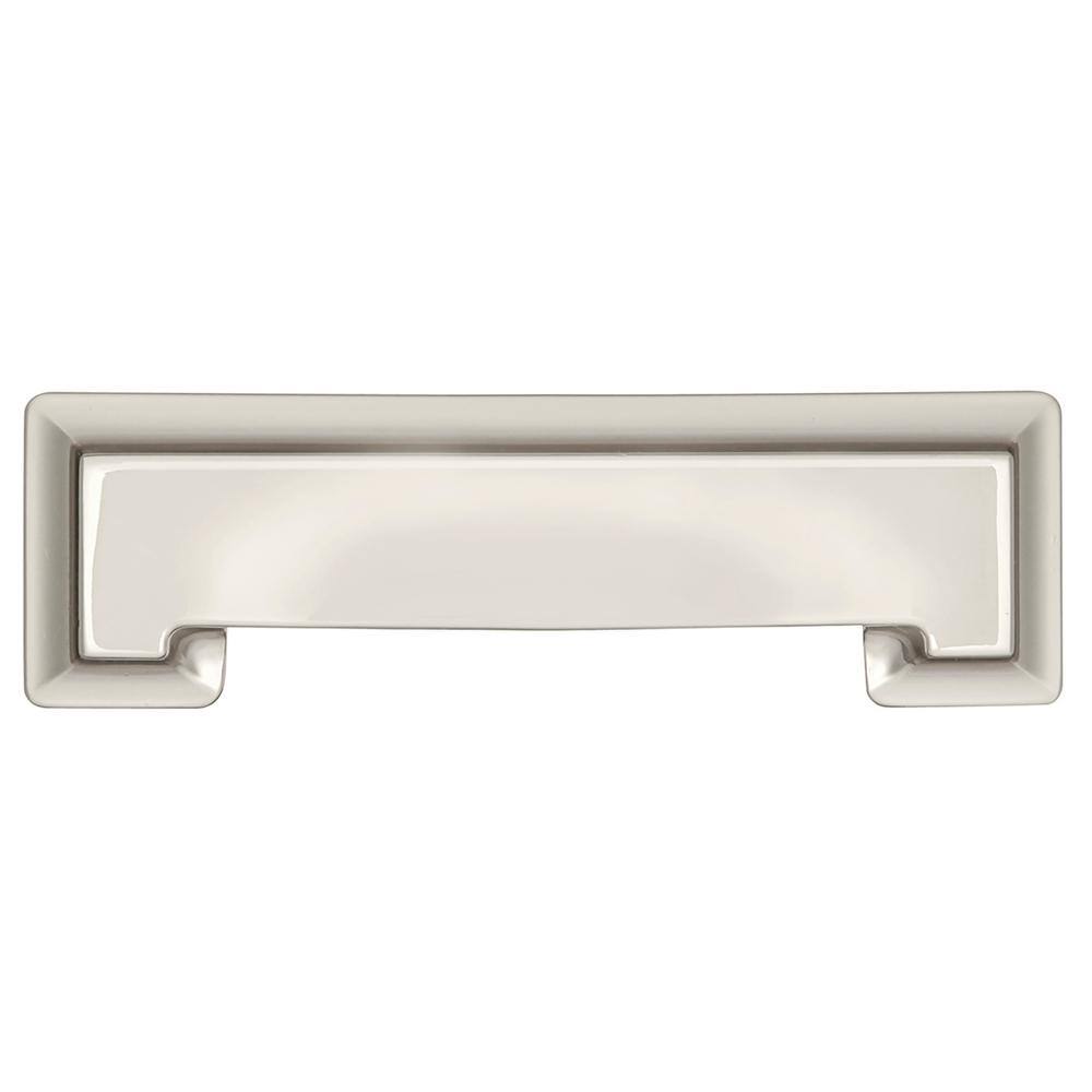 Polished Nickel Modern Cup Handle with Mounting Hardware