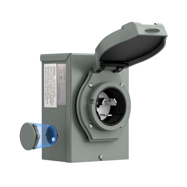 50 Amp NEMA SS2-50P Power Inlet Box 125/250V 12500W Waterproof Secure Transfer Switch for Outdoor Use w/ LED Indicator