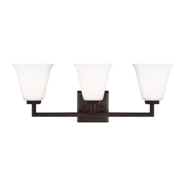 Generation Lighting Ellis Harper 23.625 in. W 3-Light Brushed Oil Rubbed Bronze Vanity Light with LED Bulbs