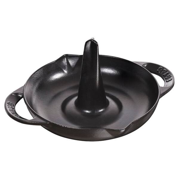 Cast Iron 9.5 in. Vertical Chicken Roaster - Matte Black