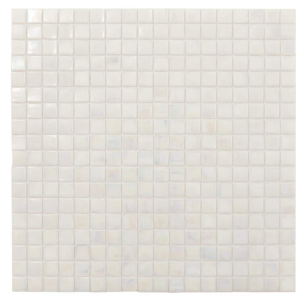 Dark Bone White Iridescent Glass Mosaic Wall and Floor Tile