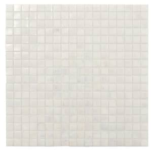 Skosh Glossy Dark Bone White 11.6 in. x 11.6 in. Glass Mosaic Wall and Floor Tile (18.69 sq. ft./case) (20-pack)