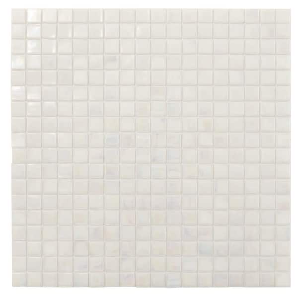 Apollo Tile Skosh Glossy Dark Bone White 11.6 in. x 11.6 in. Glass Mosaic Wall and Floor Tile (18.69 sq. ft./case) (20-pack)