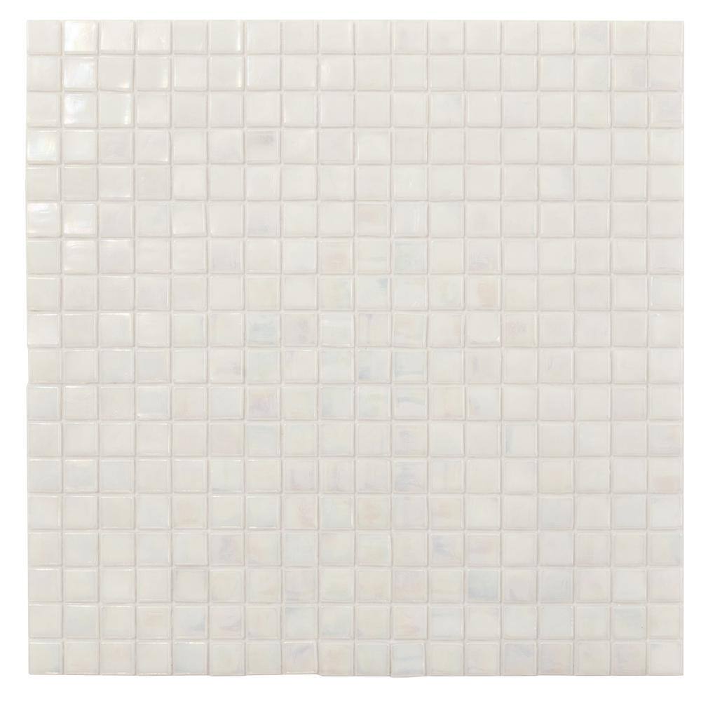 Dark Bone White Iridescent Glass Mosaic Wall and Floor Tile