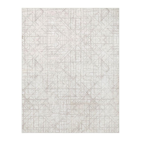 Wyatt & Ash Aria Ivory 8 ft. x 10 ft. Woven Abstract Polyester