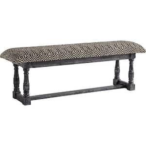 Amelia Black and White 56 in. Cotton Blend Bedroom Bench Backless Upholstered