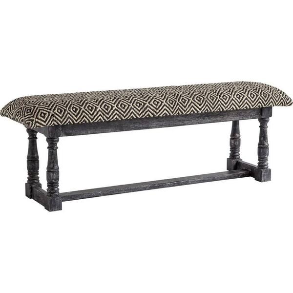 HomeRoots Amelia Black and White 56 in. Cotton Blend Bedroom Bench Backless Upholstered