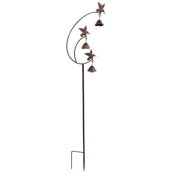 Gardens Metal Hummingbirds with Bells for Outside Garden Art, Decorative Garden Stakes