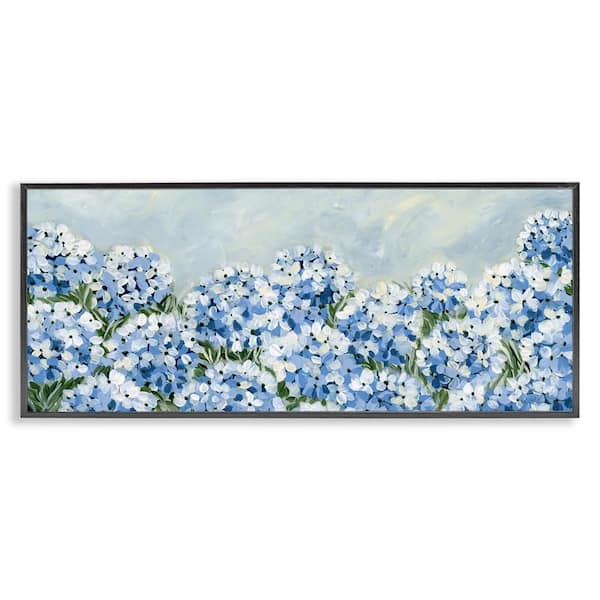 Stupell Industries Blue Hydrangea Meadow by Yvette St. Amant Black Framed Nature Giclee Art Print 13 in. x 30 in.