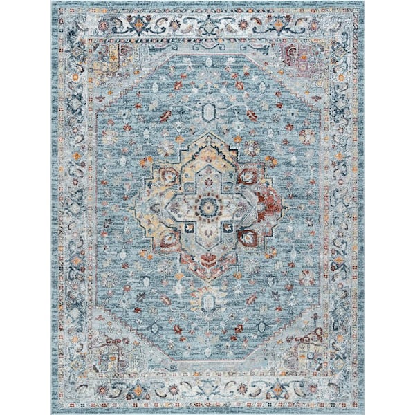 Tayse Rugs Wakefield Oriental Gray Blue 4 ft. x 6 ft. Indoor Area Rug