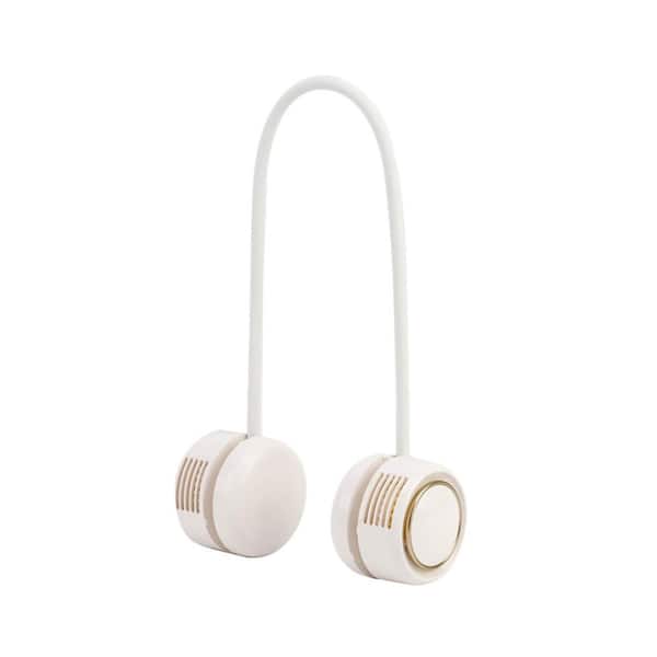 DANSOON Curling Bladeless 1.5 in. 3-Speeds Rechargeable Personal Fan with Flexible Neckband in White