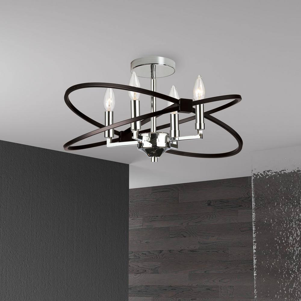 Paloma 18" Matte Black and Chrome Semi-Flush Mount Light