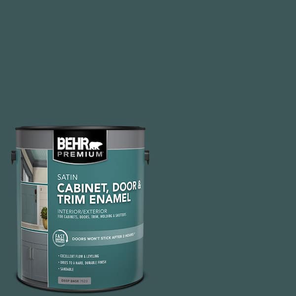 BEHR PREMIUM 1 gal. #PPU12-01 Abysse Satin Enamel Interior/Exterior Cabinet, Door & Trim Paint