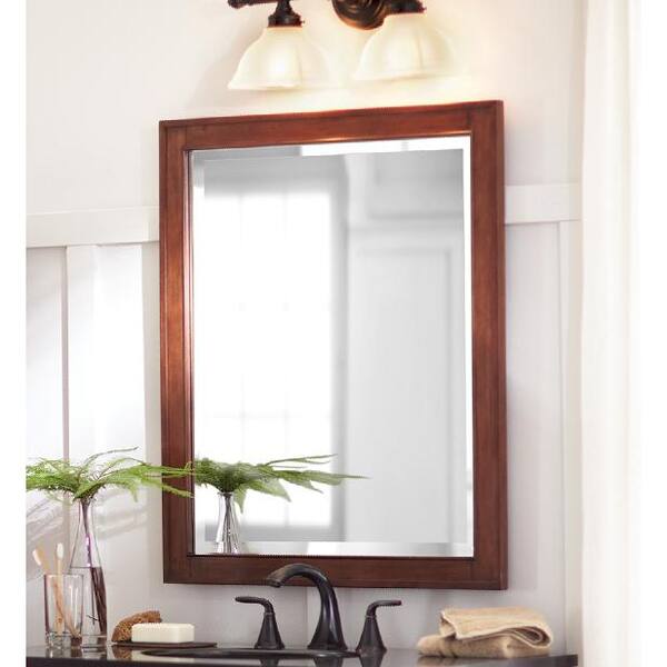 tobacco mirror Home Decorators Collection Manor Grove 28 in. W x 32 in. H Rectangular Wood  Framed Wall Bathroom Vanity Mirror in Tobacco 2246100820