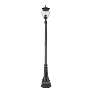 Davina 4-Light Black Aluminum Hardwired Outdoor Marine Grade Post-Light Set with no bulbs included