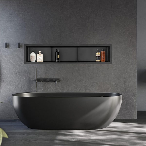 Golden Vantage HEX 8 in. W x 36 in. H x 4 in. D Black Shower Niche