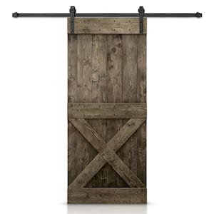 40 in. x 84 in. Distressed Mini X Series Espresso Stained DIY Wood Interior Sliding Barn Door with Hardware Kit