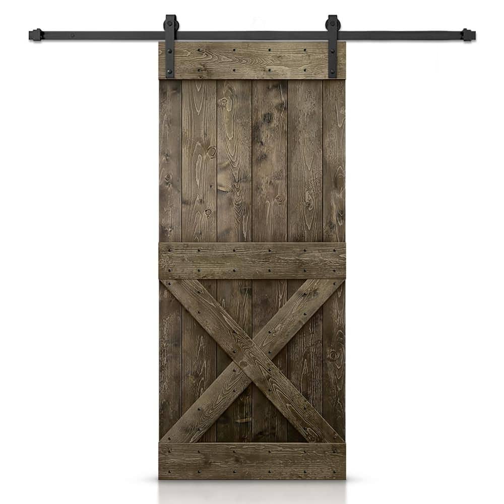 44 in. x 80 in. Distressed Mini X Series Espresso Stained DIY Wood Interior Sliding Barn Door with Hardware Kit price history on PriceWatchPro