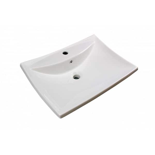 RENOVATORS SUPPLY MANUFACTURING Shanta 23-1/2 in. Countertop Vessel Bathroom Sink in White with Overflow