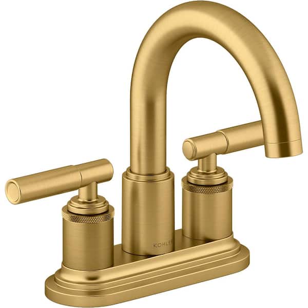 KOHLER Torrington 4 in. Centerset Double Handle Bathroom Faucet in Vibrant Brushed Moderne Brass