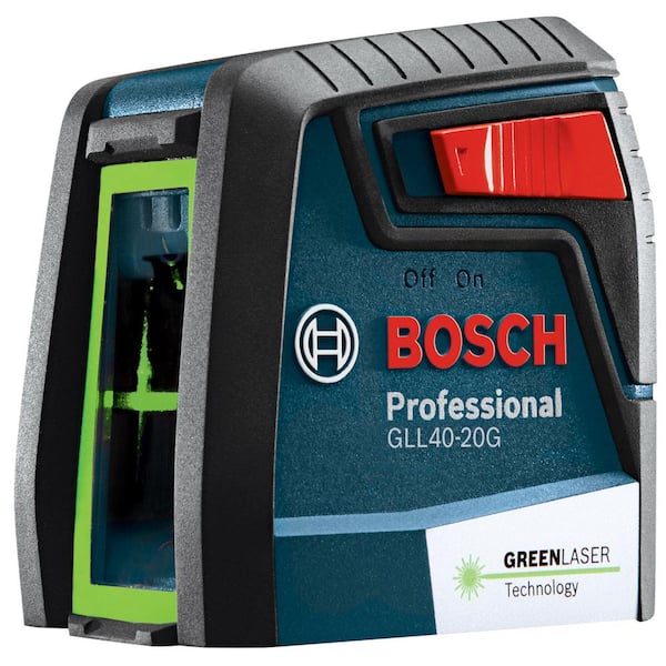 Bosch ft. Green Cross Line Laser Level Self Leveling with VisiMax Technology, 360 Degree Mounting and Carrying Pouch GLL 40-20 - The Home Depot