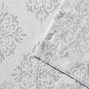 Nagano Dove Grey Medallion Sheer Rod Pocket Curtain, 54 in. W x 84 in. L (Set of 2)