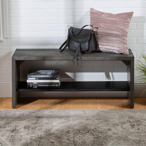 Walker Edison Furniture Company 42 in. Gray Solid Reclaimed Wood Entry Bench HD42ALPGY The