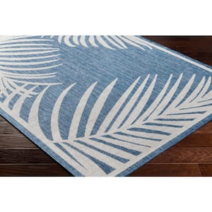 Long Beach Blue/Gray Botanical 5 ft. x 7 ft. Indoor/Outdoor Area Rug