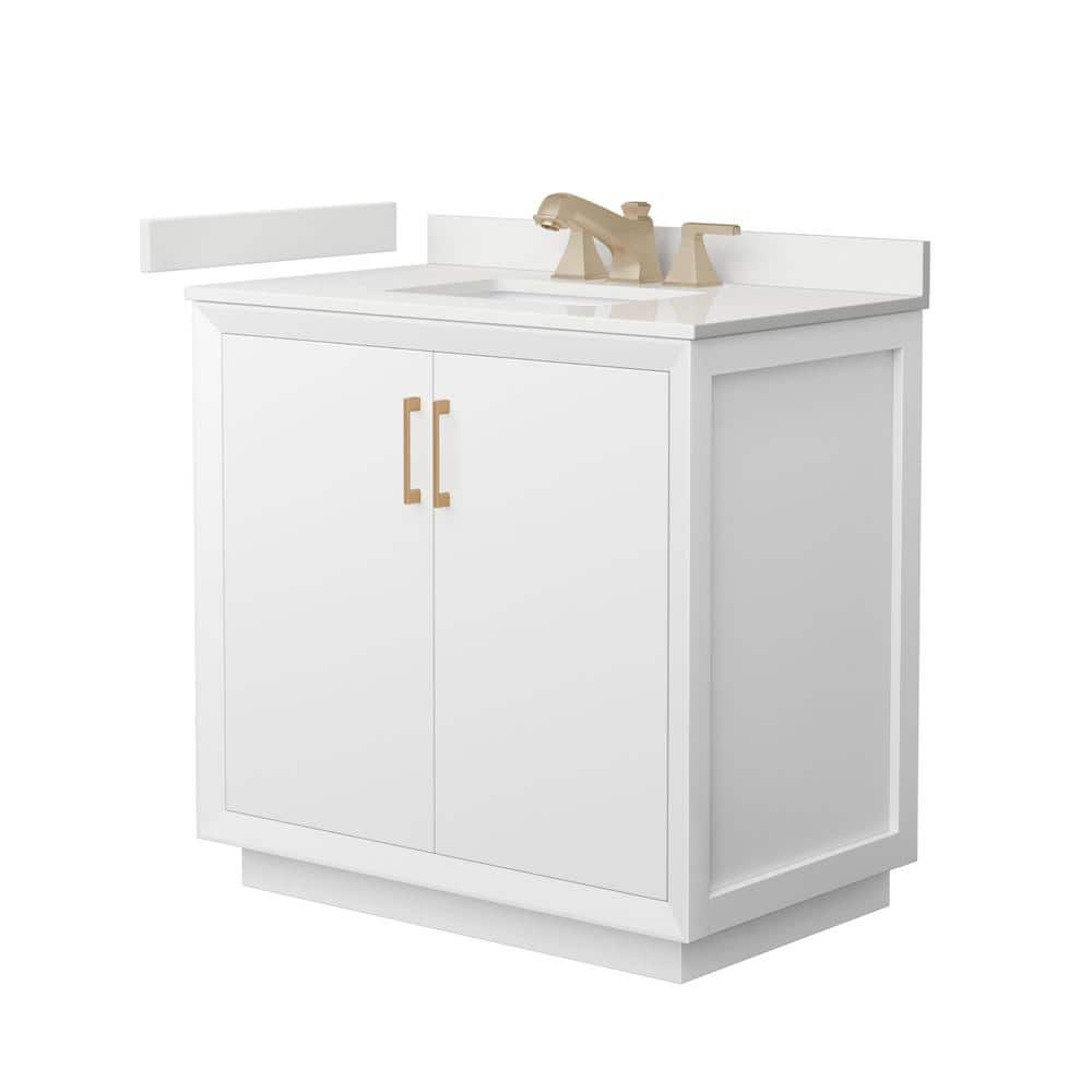 Strada 36 in. W x 22 in. D x 35 in. H Single Bath Vanity in White with White Quartz Top price history on PriceWatchPro