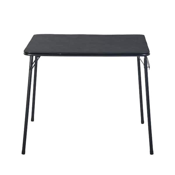 Feady 34.6 in. Black Foldable Plastic Top Card Table, Collapsible Portable Design for Home/Office, 140 lbs. Capacity