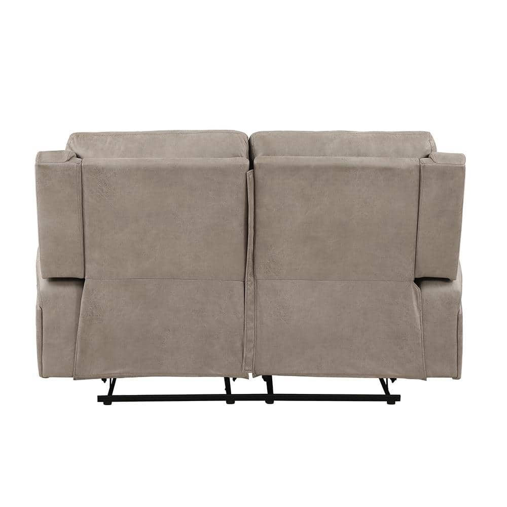 Brown Microfiber Reclining Loveseat with Sloped Arms