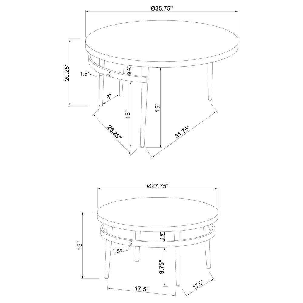 White Marble and Chrome Round Nesting Coffee Table Set