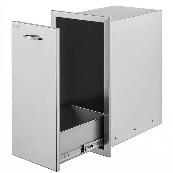 13.6 in. W x 26 in. H x 19.3 in. D Lower Sliding Rails Stainless Steel Outdoor Kitchen Trash Drawer with Handle