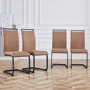 Modern High Back Upholstered Side Chair, Dining Chair with C-shaped Tube Black Metal Legs (Set of 4)