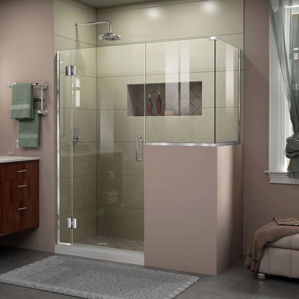 DreamLine Unidoor-X 60 in. W x 30-3/8 in. D x 72 in. H Frameless Hinged Shower Enclosure in Chrome