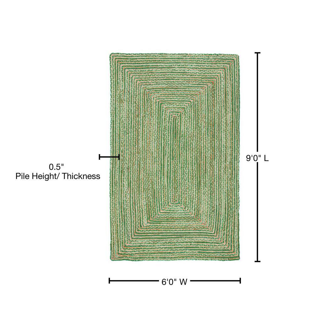 Handmade Green Cotton 6' x 9' Rectangular Area Rug