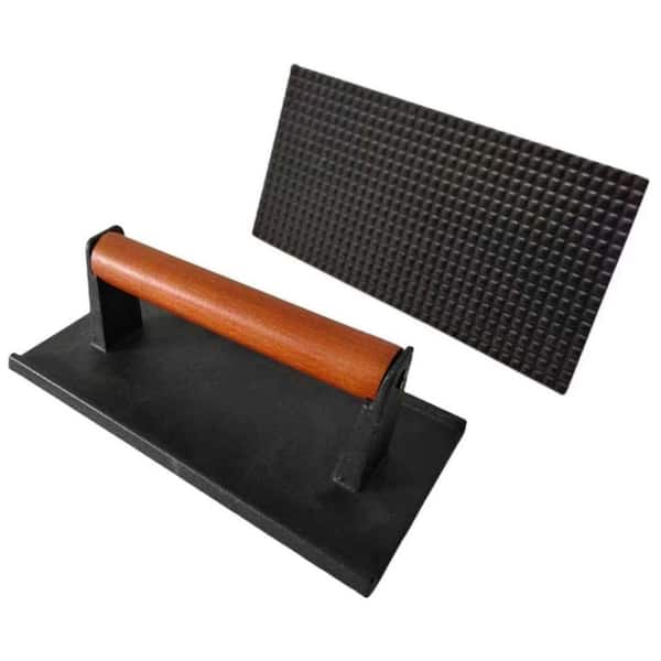 8.3 in. Heavy-Duty Cast Iron Tortilla Press, Cool-Touch Comfort-Grip Wood Handle, BBQ Accessories for Griddle