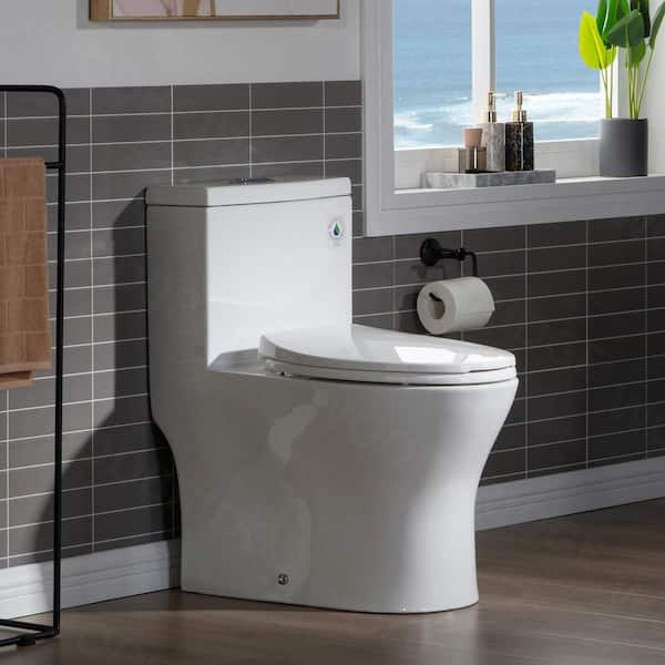 WOODBRIDGE Tiffany 1-Piece 1.0/1.6 GPF High Efficiency Dual Flush Elongated All-in-One Toilet with Soft Closed Seat in White