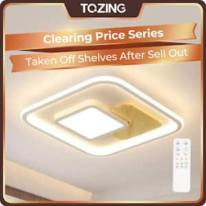 16 in. Indoor White Square Modern Infinite Dimming Integrated LED Flush Mount Ceiling Light Fixture with Remote Control