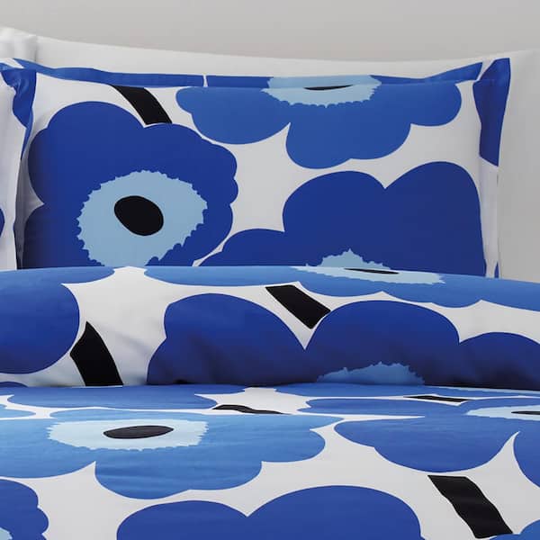 MARIMEKKO Unikko 3-Piece Blue Cotton King Comforter/Sham Set 221459 - The  Home Depot