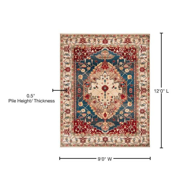 Safavieh Kashan Collection KSN306M Blue / Red Rug - 2' 6 x 8