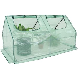 Sunnydaze 5 ft./11 in. x 2 ft./11 in. x 2 ft./11.5 in. Green Portable Mini Cloche Greenhouse with Zippered Doors