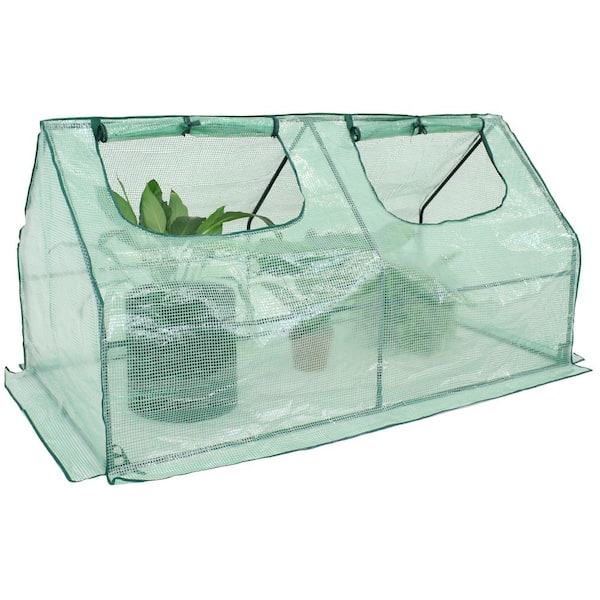 Sunnydaze Decor Sunnydaze 5 ft./11 in. x 2 ft./11 in. x 2 ft./11.5 in. Green Portable Mini Cloche Greenhouse with Zippered Doors