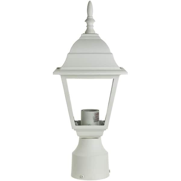 Sunlite 12.10 in. 1-Light White Aluminium Hardwired Outdoor Waterproof Post Light Fixture with No Bulbs Included