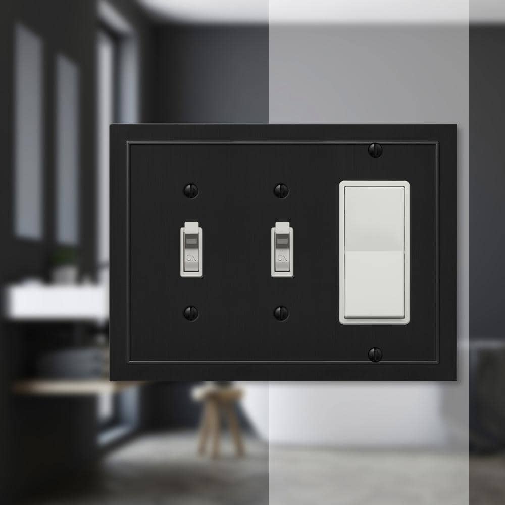 Black Cast Metal Double Toggle Single Rocker Wallplate