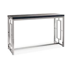 Harper 48 in. Chrome/Black Rectangle Wood Console Table