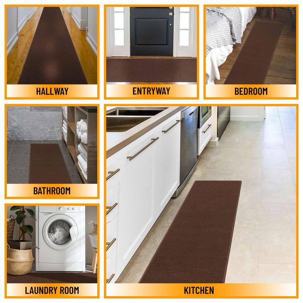 Brown Synthetic Non-Slip Rectangle Area Rug 2'2" x 6'