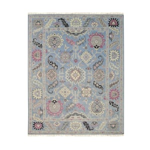 Light Blue 8 ft. x 10 ft. Hand-Knotted Wool Traditional Rug Area Rug