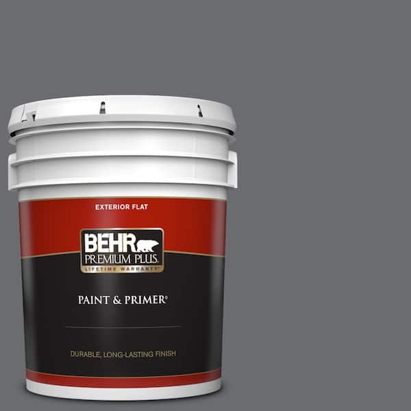 BEHR PREMIUM PLUS 5 gal. #PPF-49 Platinum Gray Flat Exterior Paint & Primer
